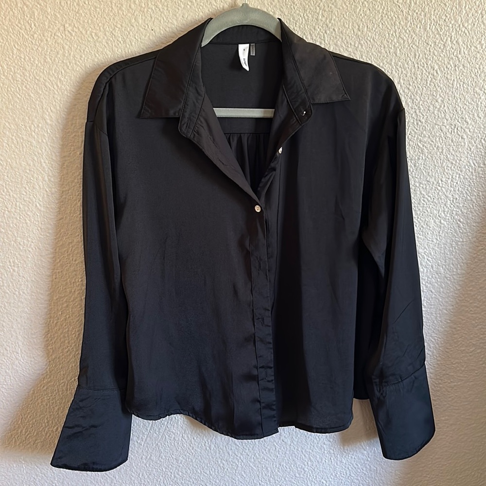 Black slick blouse